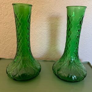 Vintage Hoosier Quilted Diamond 4095 Bud Vases